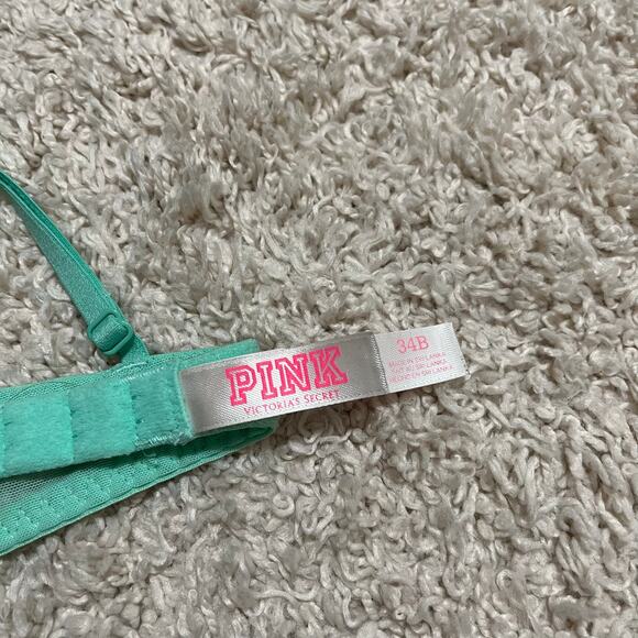 Victoria's Secret PINK 34B Pastel Green Lace Lightly Lined Demi Underwire Bra - Picture 6 of 9